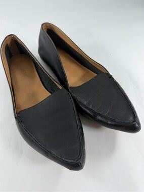 JCrew Black Leather Pointed Toe Loafers Flats Minimalist Preppy Shoes Womens 10